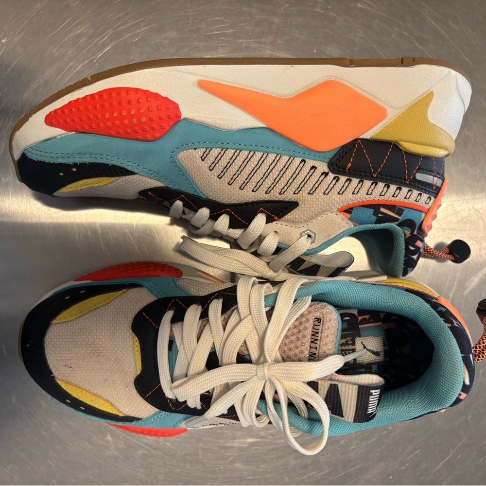 Puma Kids Colorful Sneakers with Blue and Orange Accents